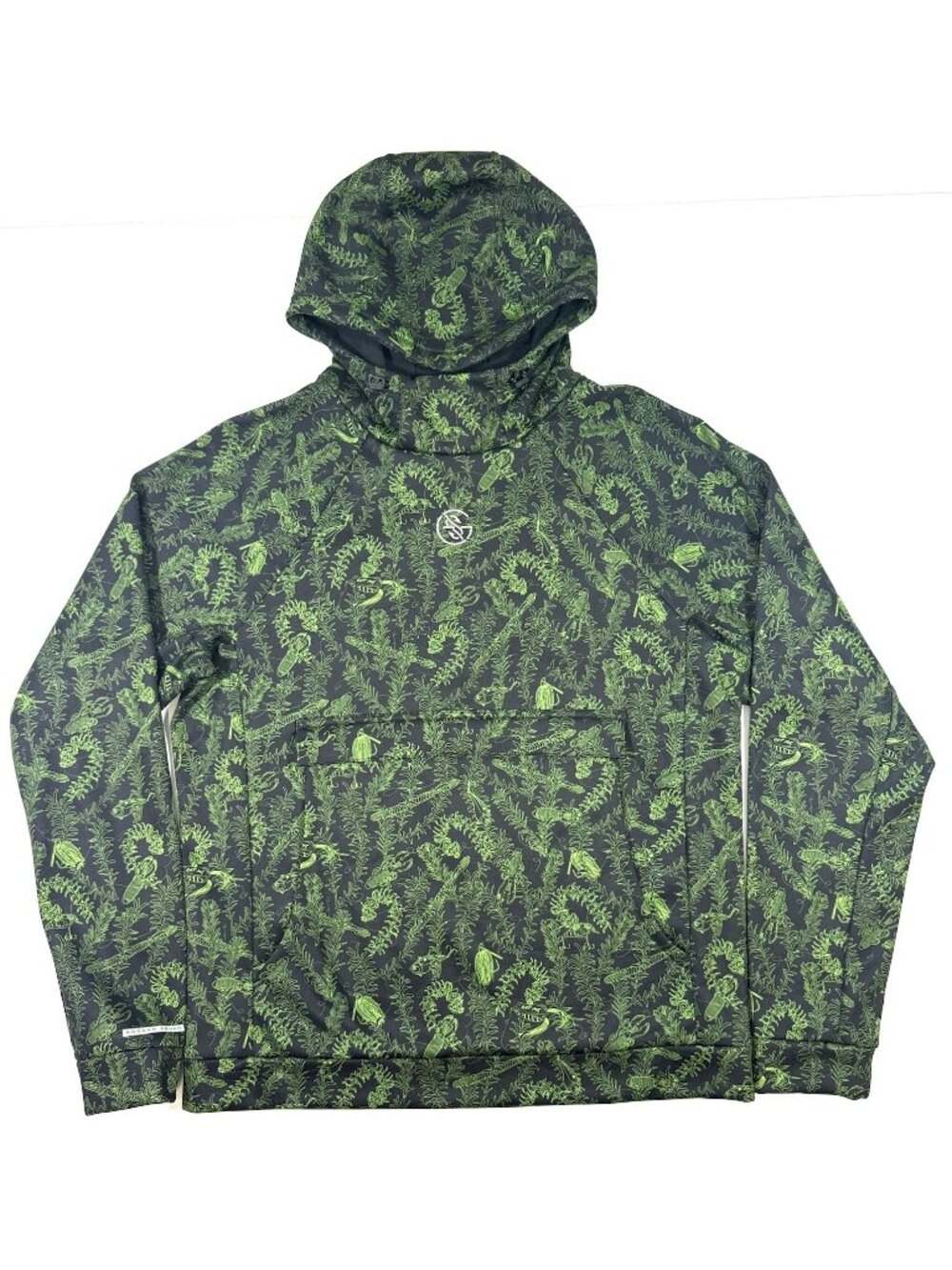 Googan Squad Mens Ultimate Hoodie Sz Medium Largemouth Bass AOP Green Black